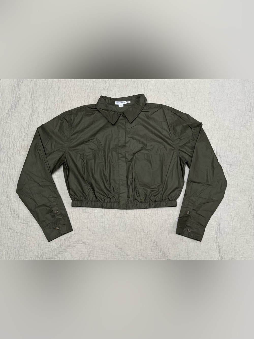 Good American Cropped Utility Jacket in Olive